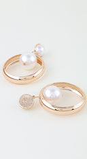 Aria Pearl Drop Hoop Earrings - Gold
