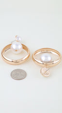 Aria Pearl Drop Hoop Earrings - Gold
