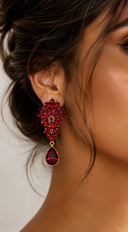 Sivera Marquise Teardrop Earrings - Red