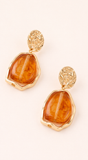 Aurora Marble Stone Drop Earrings - Gold