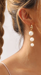 Ava Layered Pearl Dangle Earrings - Gold