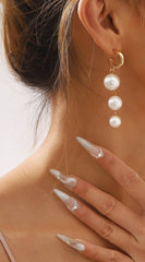 Ava Layered Pearl Dangle Earrings - Gold