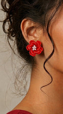 Santorini Flower Earrings - Red