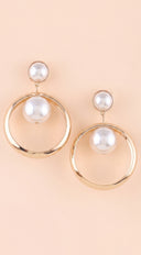 Aria Pearl Drop Hoop Earrings - Gold