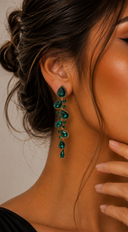 Elegance Stone Drop Earrings - Green
