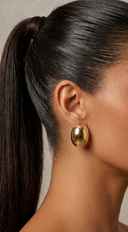 Yeva Gold Polished Dome Oval Stud Earrings - Gold