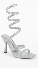 Seralina Coiled Sandal Heels - Silver