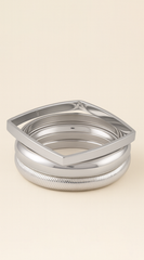 Lustre Layers Multi-Shape Shiny 4 Piece Set Bracelets - Silver