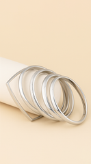 Lustre Layers Multi-Shape Shiny 4 Piece Set Bracelets - Silver