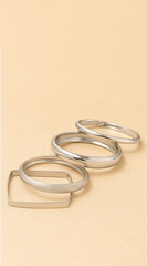 Lustre Layers Multi-Shape Shiny 4 Piece Set Bracelets - Silver