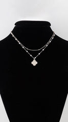 May Double Pearled Clover Necklace - Gold