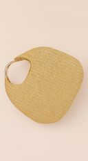 Sunhaven Faux Straw Metal Handle Hobo bag - Khaki