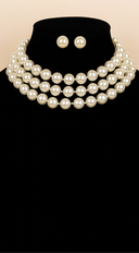 Pearl Whisper Necklace & Earrings Set in Ivory close-up detail shot