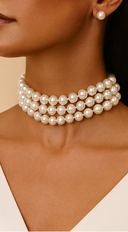 Pearl Whisper Necklace & Earrings Set in Ivory on neutral background