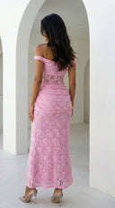 Roselune Lace Off Shoulder Dress - Pink