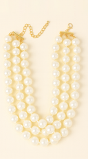 Pearl Whisper Necklace & Earrings Set in Ivory styled on model