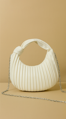 Rianna PU Leather Pleated Shoulder Handbag - White