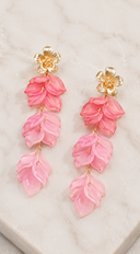 Zinnia Flower Blossom Drop Earrings - Pink