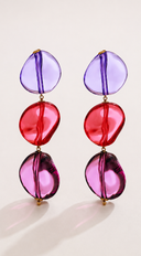 Mist Resin Oval Drop Statement Earrings - Purple