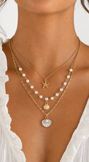 Santorini Pearl & Starfish Necklace - Gold