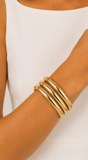 Zaral Polished 3 Piece Bangle Bracelet Set - Gold