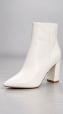 Caterina Block Heel Ankle Boots - White