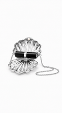 Coraline Shell Metal Mini Clutch Purse - Silver