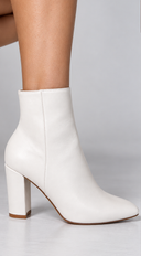 Caterina Block Heel Ankle Boots - White