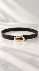 Esme Black Buckle Belt - Gold
