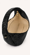 Luna Weave Braided Half-Moon Shoulder Bag - Black