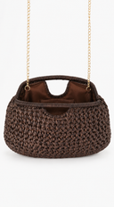 Raya Straw Woven Clutch Bag - Brown