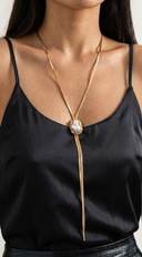 Nelle Chain Pearl Necklace - Gold