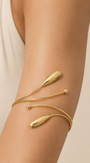 Vera Polished Leaf Arm Cuff - Bracelet - Gold
