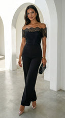 Bellamora Lace Off Shoulder Jumpsuit - Black