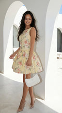 Positano Floral Print Mini Dress - Yellow