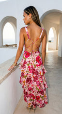 Aurelisse Floral Ruffled Maxi Dress - Pink