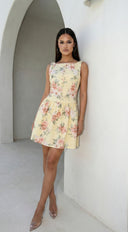 Positano Floral Print Mini Dress - Yellow