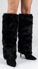 Marriana Faux Fur High Heel Boots - Black