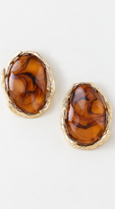 Ella Marble Stone Stud Earrings - Brown
