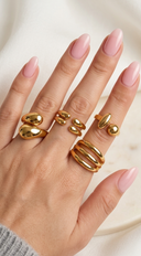Dina Abstract Wave Ring Set - Gold