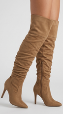 Elan Over Knee High Heel Boots  - Taupe