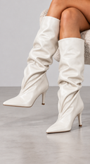 Livia Knee-High Pointed Toe Boots - White