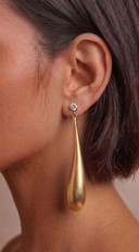 Fia Tear Drop Rhinestone Drop Post Earrings - Gold