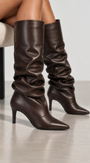 Nerina Pointed-Toe Knee-high Slouch Boots - Brown