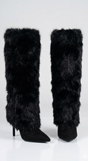 Marriana Faux Fur High Heel Boots - Black