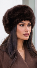 Avia Plush Fur Cossack Style Winter Hat - Brown