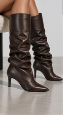 Nerina Pointed-Toe Knee-high Slouch Boots - Brown
