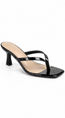 Pam Mid Heel Thong Mules - Black
