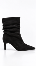 Zélie Slouch Suede Pointed Toe Ankle Boots - Black