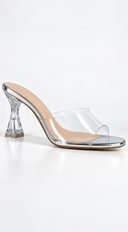 Colette Clear Mid Flared Heel - Silver